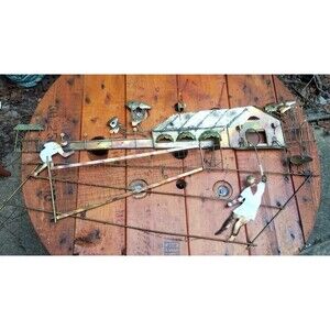 1975 Enesco Torch Cut Brutalist Tennis Player Court Wall Art Sculpture 30"x16"